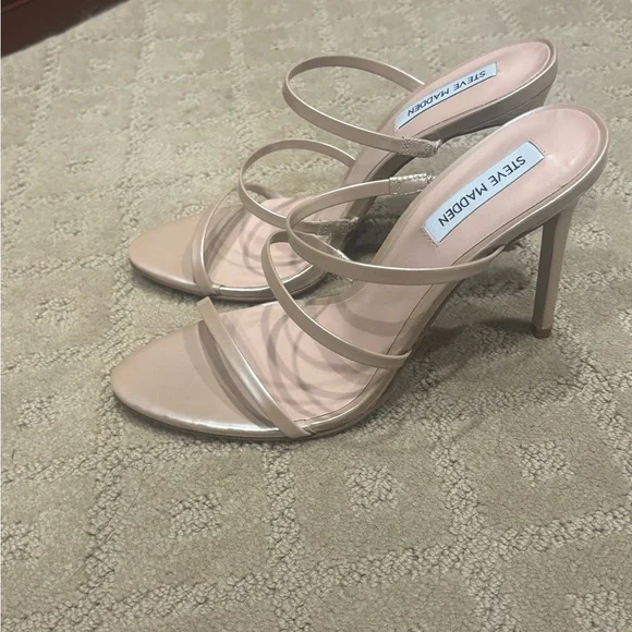 Steve Madden Women's Nude Shimmer Strappy Heels - Picture 2 of 7
